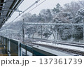 王子駅から見た雪の日の飛鳥山公園　冬の鉄道風景 137361739