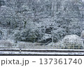 王子駅から見た雪の日の飛鳥山公園　冬の鉄道風景 137361740