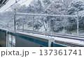 王子駅から見た雪の日の飛鳥山公園　冬の鉄道風景 137361741