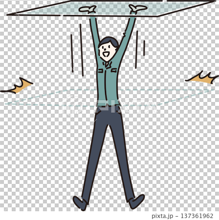 身穿工作服的女性打破玻璃天花板的插圖——綠色制服 137361962