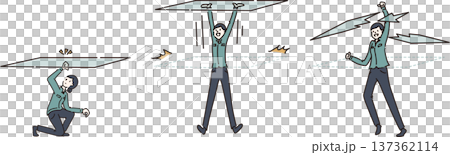 玻璃天花板的插圖，以及一位身穿綠色工作服的女性 137362114