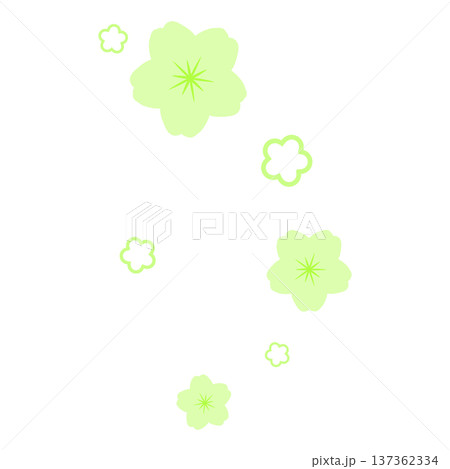 黄緑色のポップな桜のイラスト 137362334