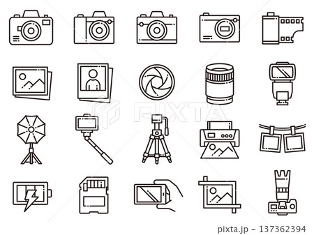 カメラ・動画アイコン01　Cameras, Photography, and Video Icons 137362394