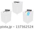 斜め向きの縦型洗濯機3種　版画 137362524