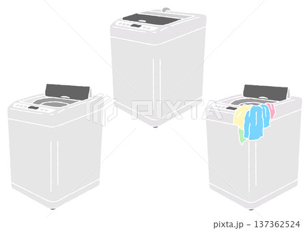 斜め向きの縦型洗濯機3種 版画 斜め向きの縦型洗濯機3種 版画 137362524