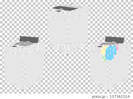 斜め向きの縦型洗濯機3種 版画 斜め向きの縦型洗濯機3種 版画 137362524