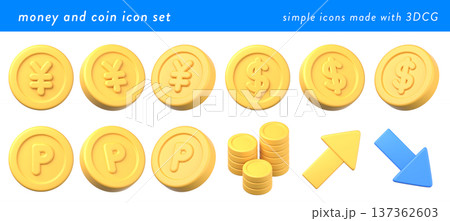 3Dのお金・コインのアイコンセット 137362603