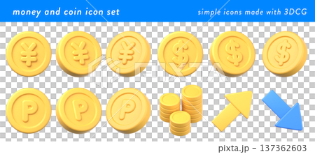 3Dのお金・コインのアイコンセット 137362603