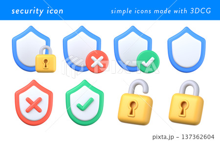 3Dのセキュリティアイコンセット 3Dのセキュリティアイコンセット 137362604