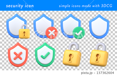 3Dのセキュリティアイコンセット 3Dのセキュリティアイコンセット 137362604