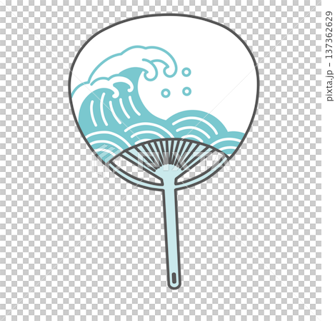 波模様のうちわ（団扇）のイラスト（熱中症・暑さ対策グッズ） 137362629