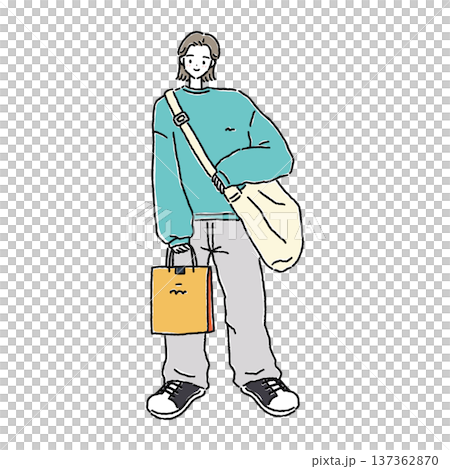カジュアルでシンプルな女性 137362870
