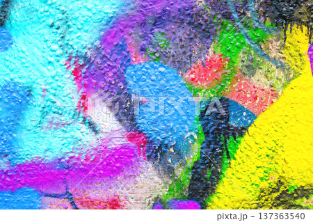 Colorful Graffiti Paint Pattern on Textured Wall Urban Street Art Inspired by 90s, Y2K Culture 137363540