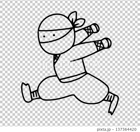 手描きのかわいい走る忍者のイラスト 137364420