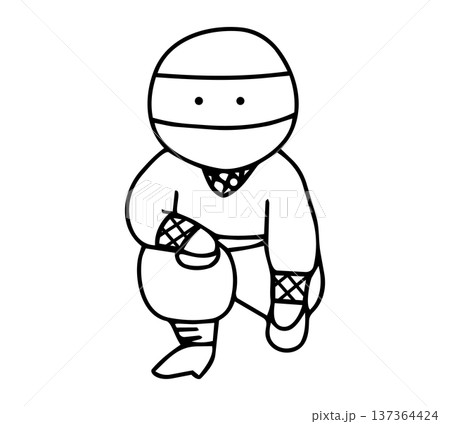 手描きのかわいい座る忍者のイラスト 137364424