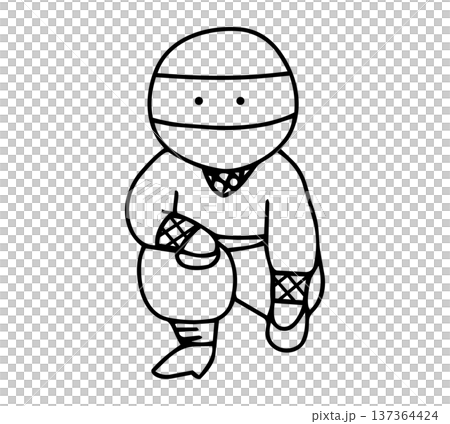 手描きのかわいい座る忍者のイラスト 137364424