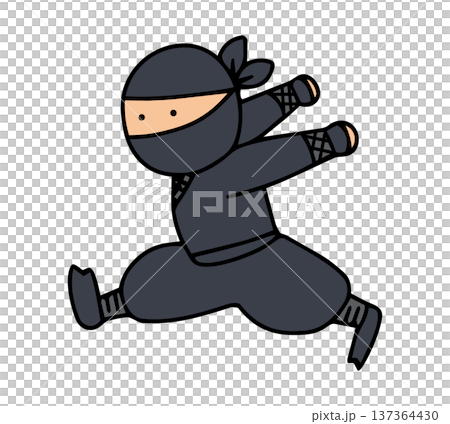 手繪可愛奔跑忍者插圖 137364430