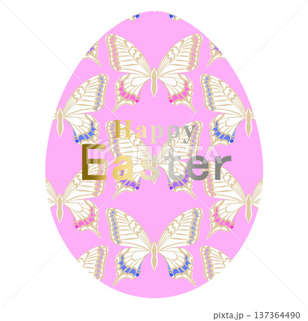イースター_蝶が描かれたタマゴ 137364490
