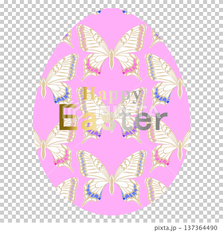 イースター_蝶が描かれたタマゴ 137364490