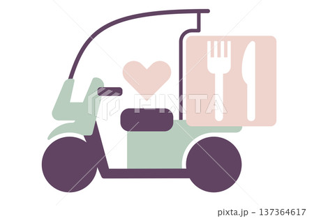 優しい色のフードデリバリーバイク 137364617