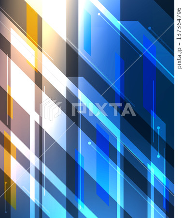 Abstract geometric technology background with dynamic blue and gold diagonal stripes and sleek light effects, futuristic digital corporate design and modern tech innovation wallpaper 137364796