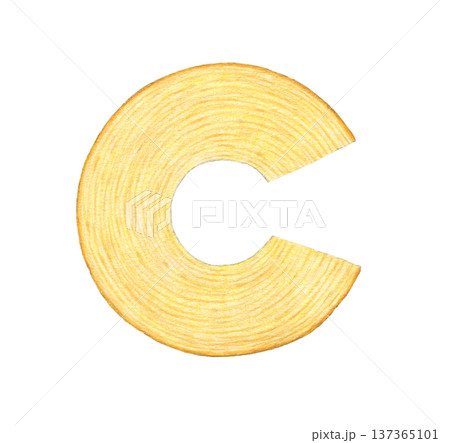 上から見たバウムクーヘン　水彩色鉛筆イラスト 137365101