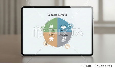 ライフバランスを示す円グラフのタブレット 137365264