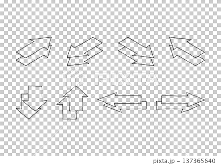 Set of hand drawn black arrows line art isometric illustrations Set of hand drawn black arrows line art isometric illustrations 137365640