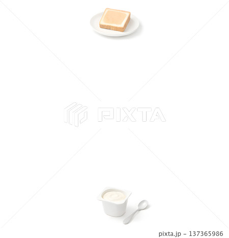 朝食上下ボーダー 3D背景 正方形 コピースペース 137365986