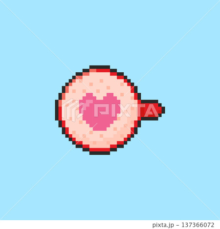 Pixel art Love Suction Cup with Heart Symbol game asset design 137366072