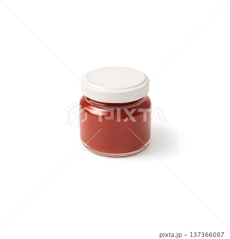 ジャム瓶 3Dアイコン 白背景 ミニマル 朝食フード素材 137366087