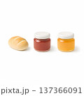 ベーカリー小物3点セット 3Dアイコン 白背景 ミニマル素材 137366091