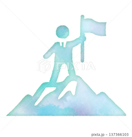達成,完成,成績,ピクトグラム,水彩画タッチ,デザインアイコン,優しい,エコロジー,シンボル,スタン 137366103