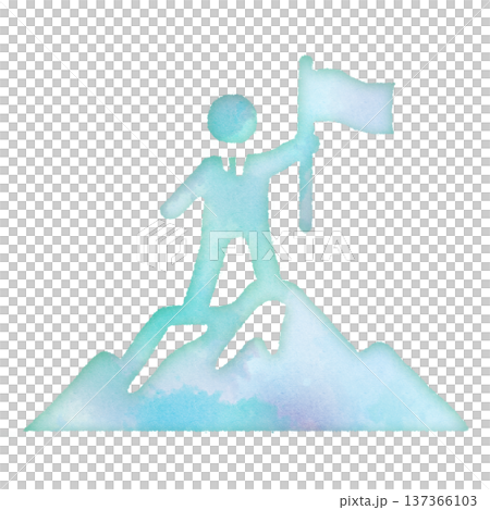 達成,完成,成績,ピクトグラム,水彩画タッチ,デザインアイコン,優しい,エコロジー,シンボル,スタン 137366103