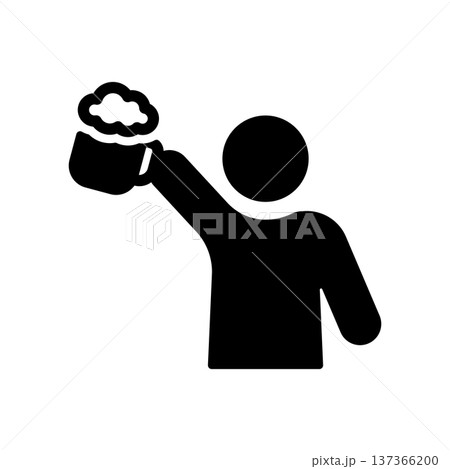 ビールで乾杯するシンプルな人物アイコン ビールで乾杯するシンプルな人物アイコン 137366200