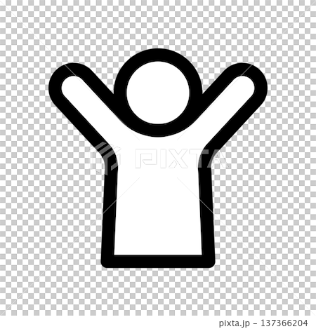 Bust-up icon of a person raising both hands in joy 137366204