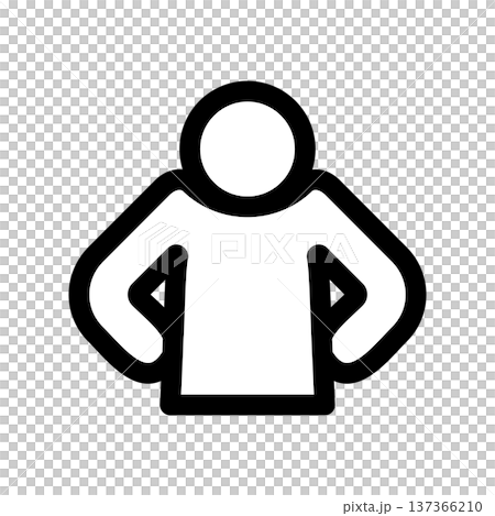 Bust-up icon of a person with hands on hips and chest out Bust-up icon of a person with hands on hips and chest out 137366210