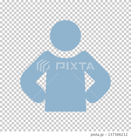 Bust-up icon of a person with hands on hips and chest out Bust-up icon of a person with hands on hips and chest out 137366212