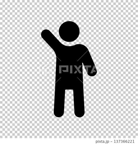一個全身像人物圖標，高舉右手致意。 137366221