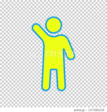 一個全身像人物圖標，高舉右手致意。 137366226