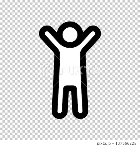 一個舉起雙手歡呼的人的圖標 一個舉起雙手歡呼的人的圖標 137366228