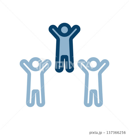 目標達成や成功を祝う3人の人物のアイコンイラスト 137366256