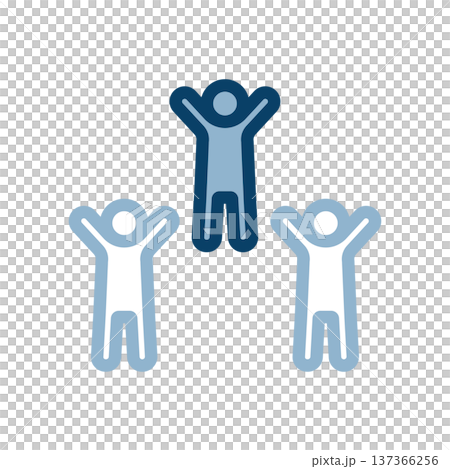 Icon illustration of three people celebrating goal achievement or success 137366256