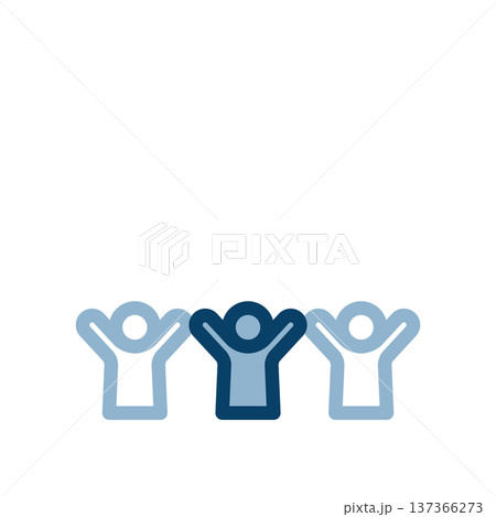 横に並んで両手を挙げる3人のアイコン 137366273