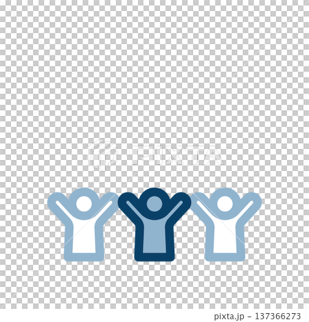 横に並んで両手を挙げる3人のアイコン 137366273