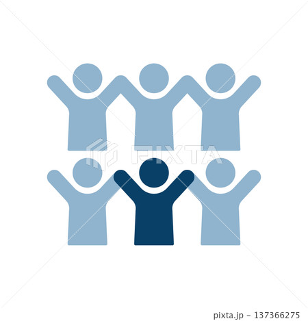 挙手する六人のバストアップアイコン 137366275