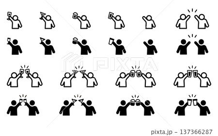 飲み物で乾杯する人々のアイコンセット 137366287