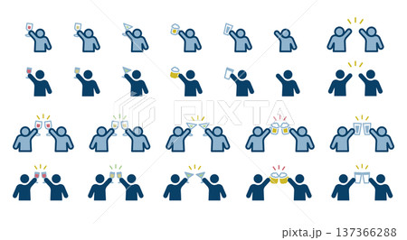 飲み物で乾杯する人々のアイコンセット 137366288