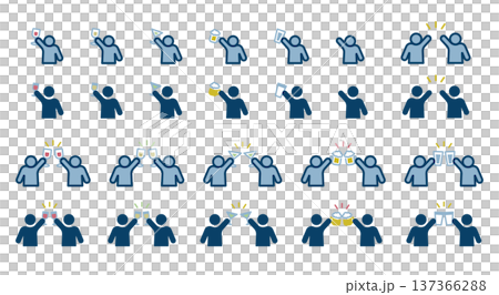 飲み物で乾杯する人々のアイコンセット 137366288