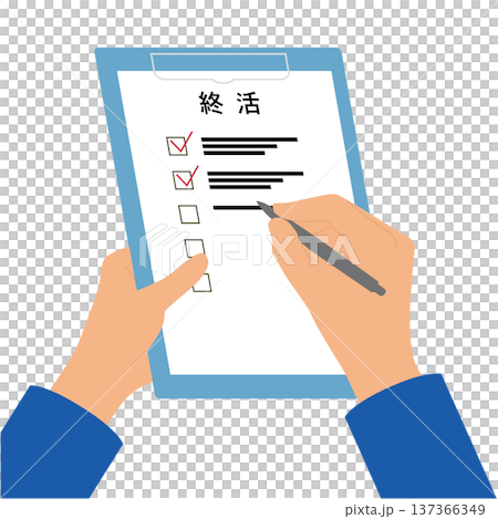 填寫臨終計畫清單的場景 137366349